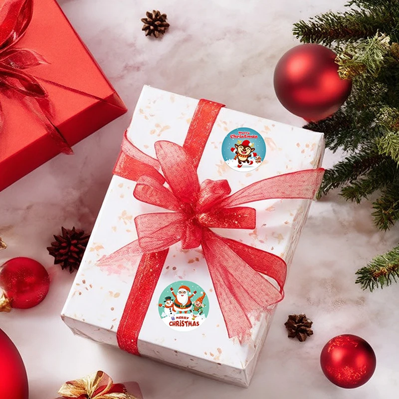 500 шт./рулон круглые рождественские тематические наклейки 8 видов конструкций DlY