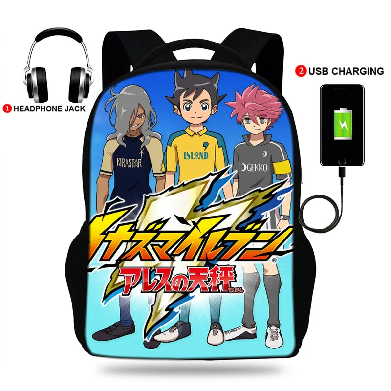 

Inazuma Eleven Ares no Tenbin Print Backpack for Kids Teenager Bag Children School Bags Boys USB Charge Student Bookbag