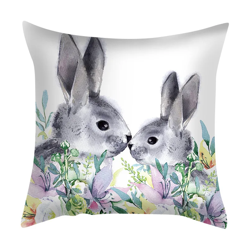

Easter Decorations 2023 Cushion Cover Happy Easter Party Decor Pillowcase 45*45cm Funny Rabbit Bunny Easter Eggs Pillow Cover
