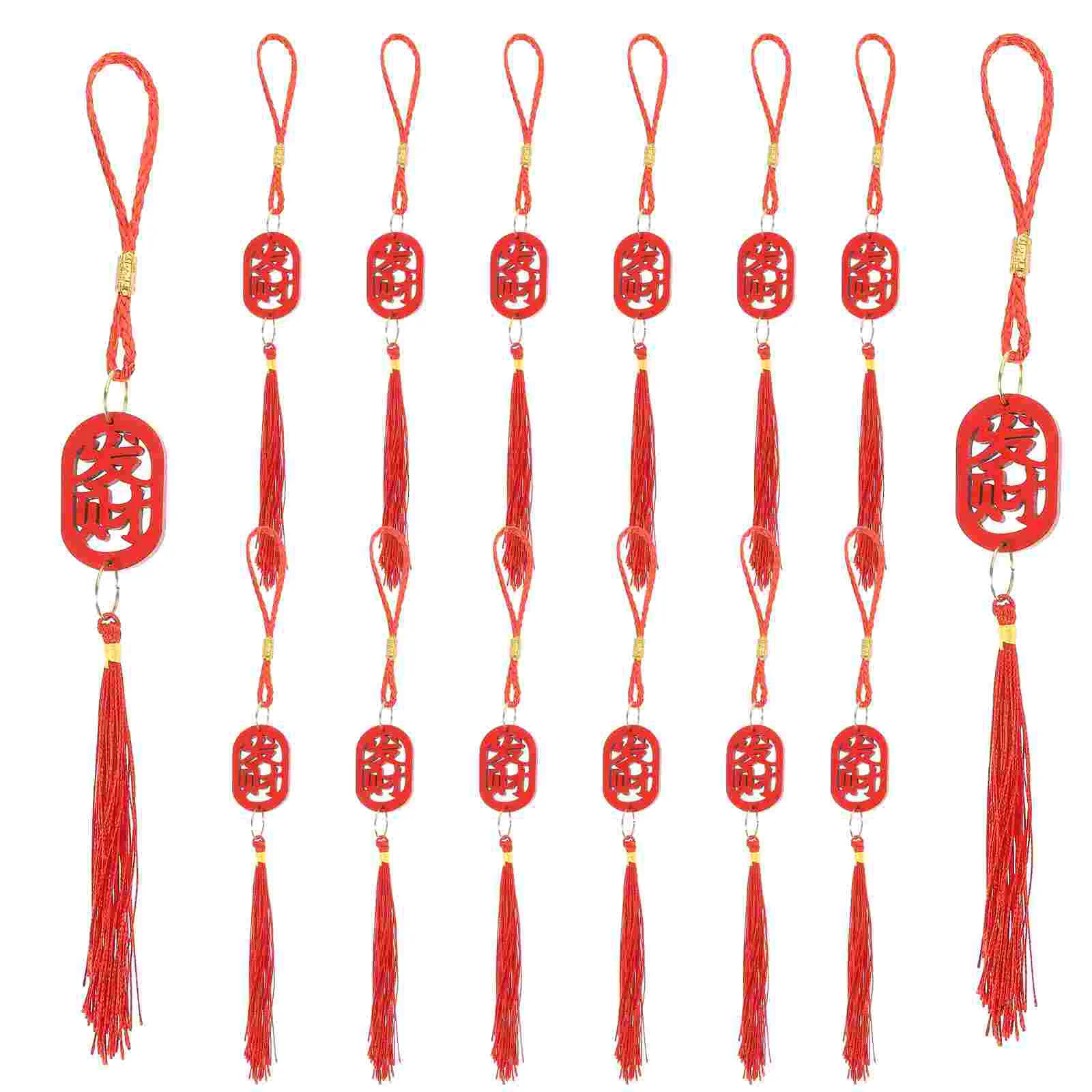 

25pcs Chinese Style Hanging Ornaments Chinese Style Wooden Pendant with Tassel