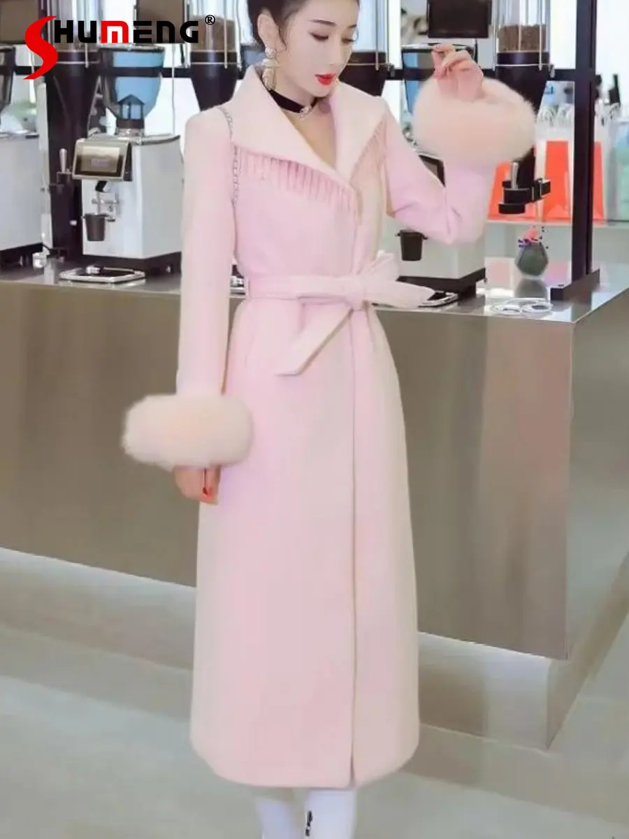 

High-End Mink Velvet Cotton Coat Autumn Winter New Mid-Length Coat Temperament Goddess Style Long Sleeve Overcoat for Women