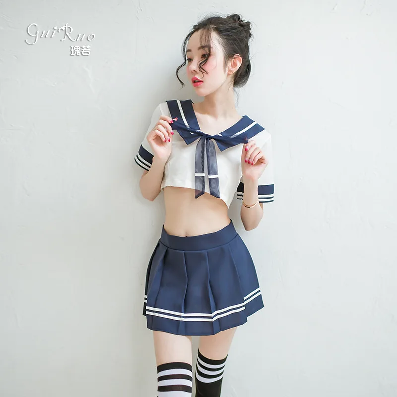 

Japanese Style Pure Sexy Student Uniform Seductive Set Sexy Sailor Suit Short Skirt Performance Costume Sao 522