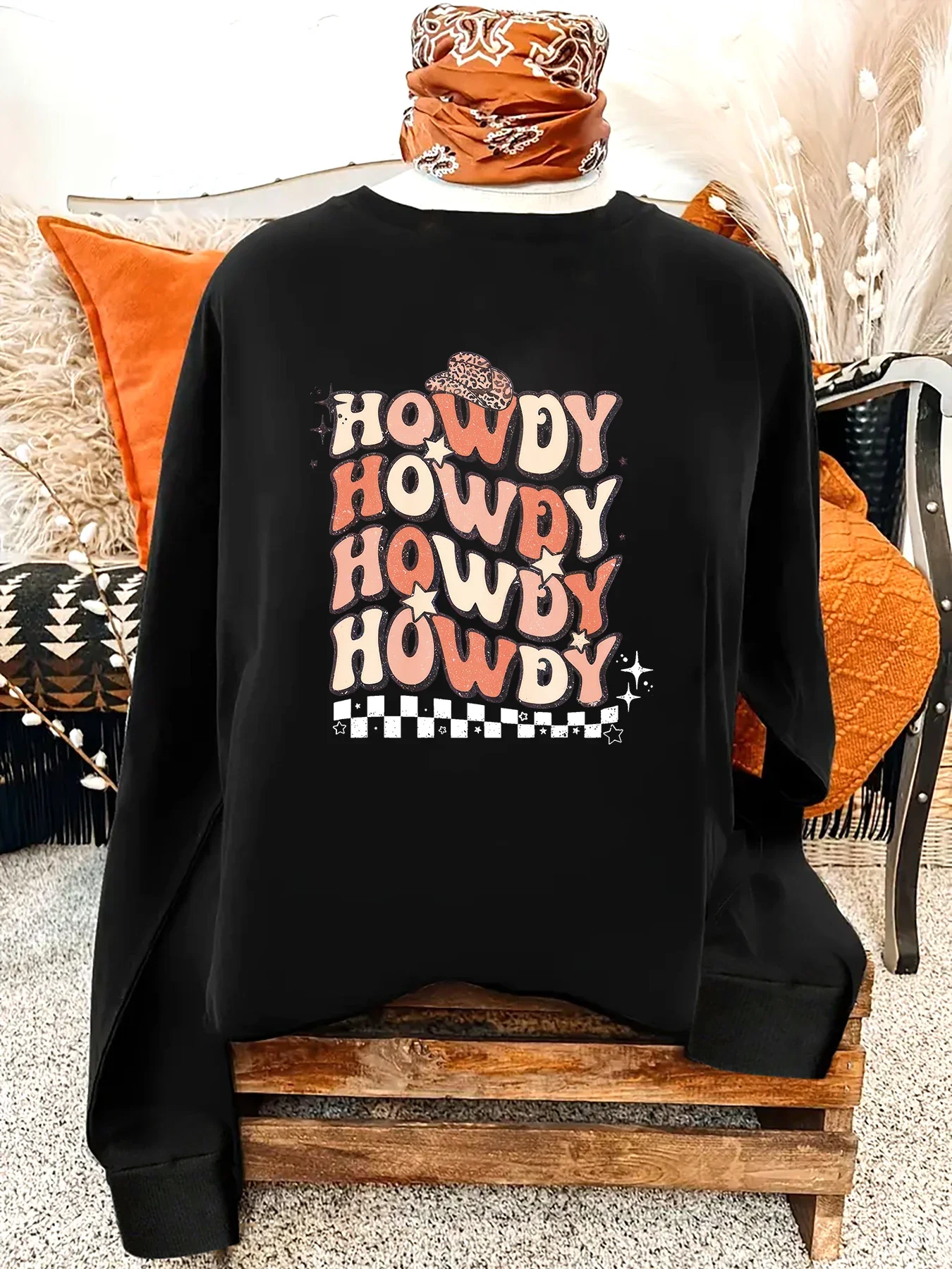 Женская Толстовка С Графическим Принтом Howdy Ghouls В Западном Ковбойском Стиле