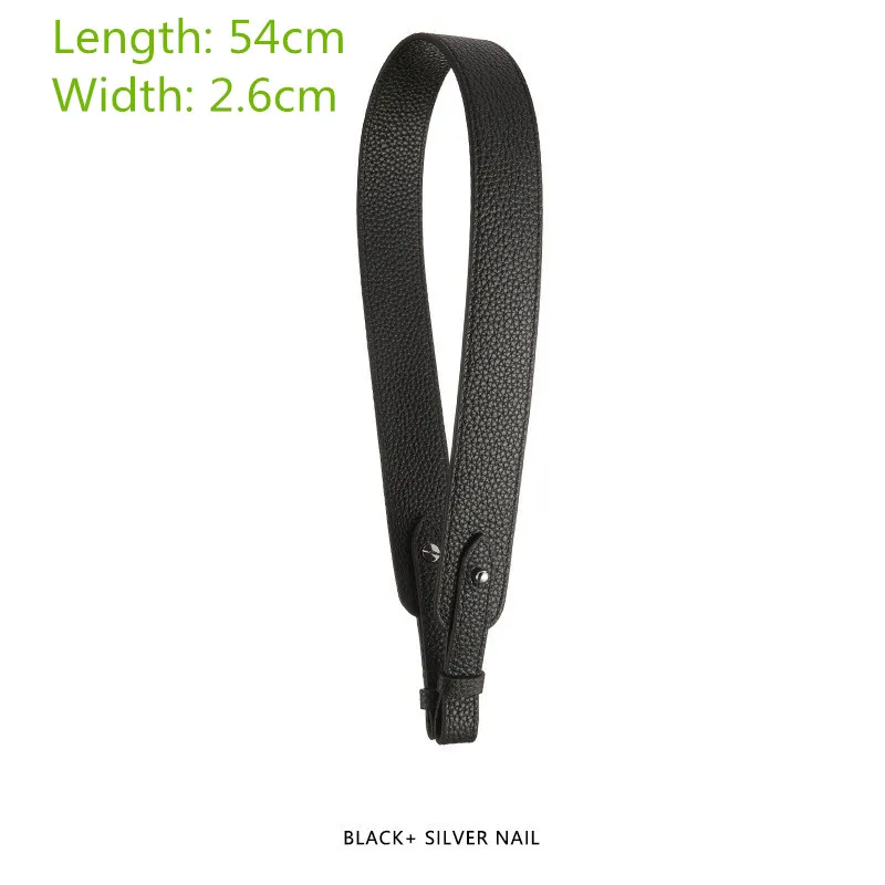 

Top Grade Solid Black Grained Calf Leather Bag Strap Shoulder Carry Belt For H Designer Women Handbag Lady Purse 54cm Length