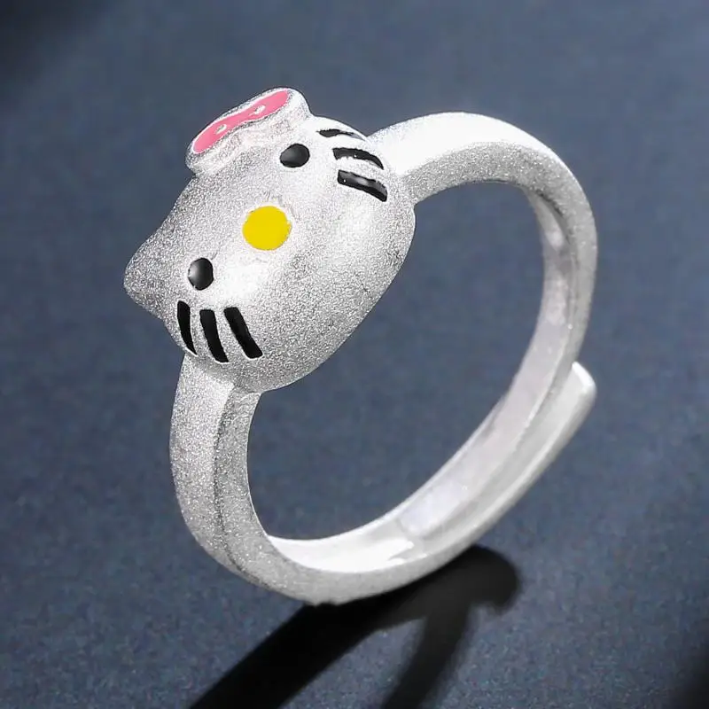

Sanrio Hellokitty Kawaii New Adjustable Girl Frosted Ring Cartoon Tail Ring Simple Girl Lucky Ring Personality Jewelry Gift