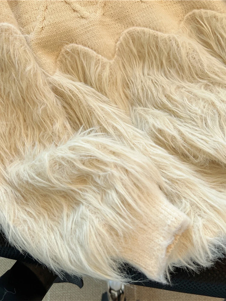 Women's Mohair Pullover Sweater Harajuku Aesthetic Y2k Long Sleeve Knitted Cashmere Sweaters Vintage 2000s Clothes Autumn 2024