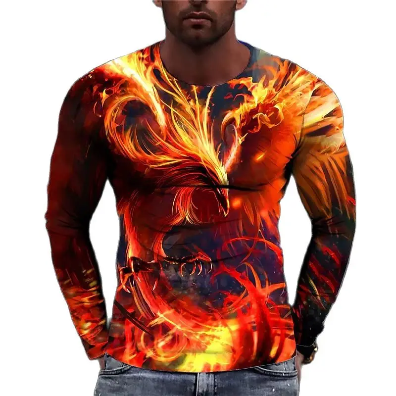 

Autumn Men's T-shirts 3D Animal Printed Leisure O-neck Long Sleeve Tops Street Trend Long Sleeve T-shirt Fashion Vintage Clothes