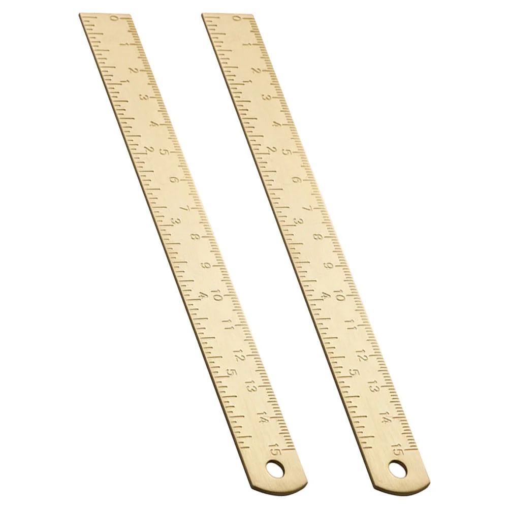 

2 Pcs Brass Ruler Study Supply Household Straight Multi-function Drawing Vintage Bookmark