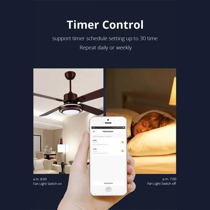 

Smart Wifi Fan Light Switch Timing Remote Various Speed Control Ceiling Fan Lamp Switches Tuya Work With Amazon And Google Home