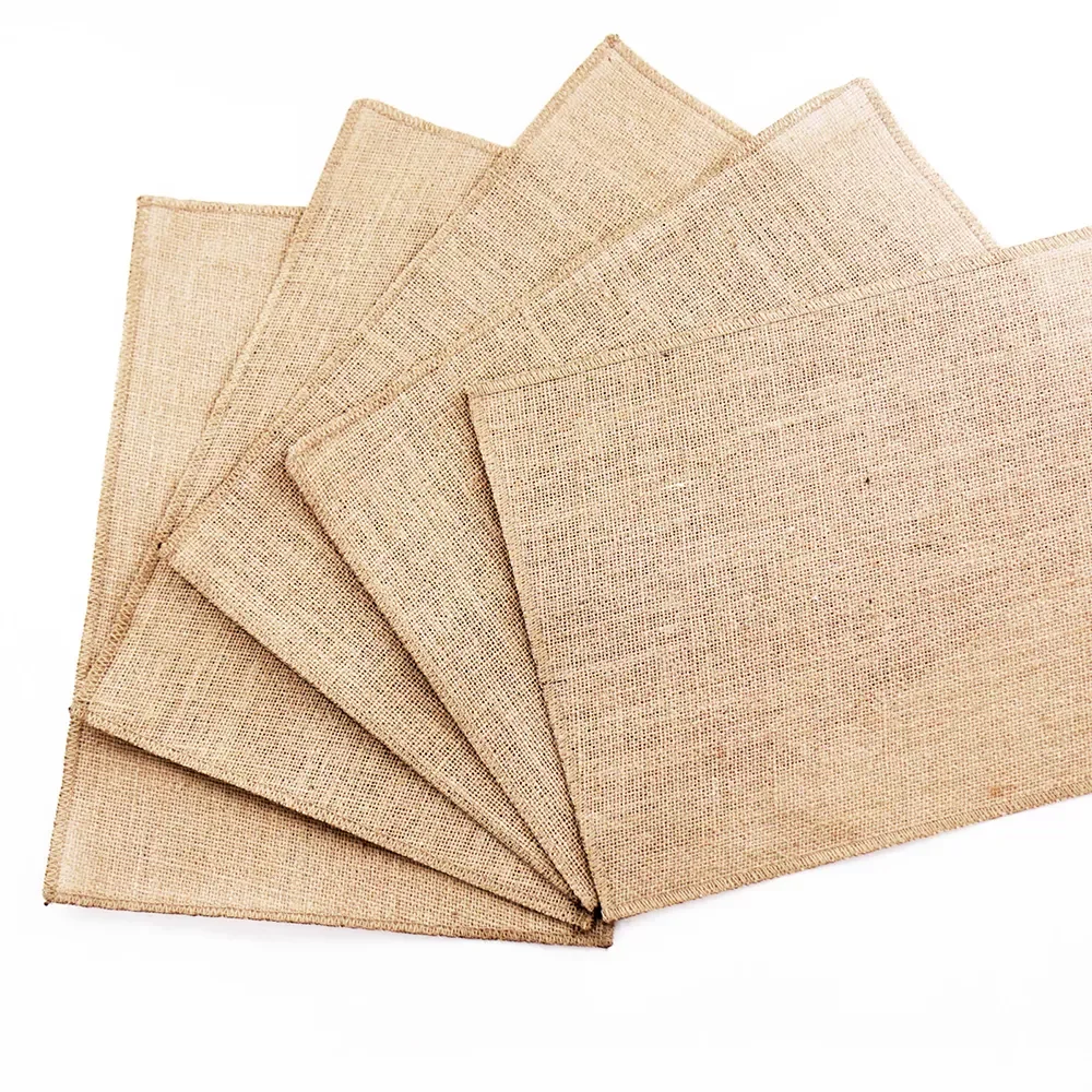 

2023New Burlap Table Mats Lace Placemats Sets Nature Jute Woven Tableware Mats Wedding Party Supply for Coffee Tea Pads Home Dec