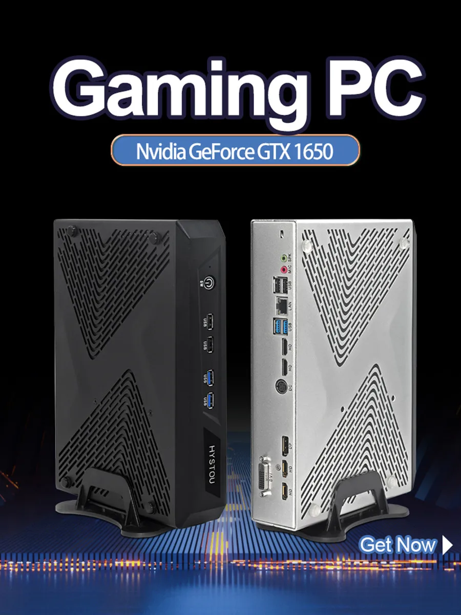 

HYSTOU Gaming Mini PC 10th Intel core i7 NVIDIA GTX 1650 DDR4 M.2 NVME Notebook Computer HDMI DP USB WIFI Bluetooth Windows10