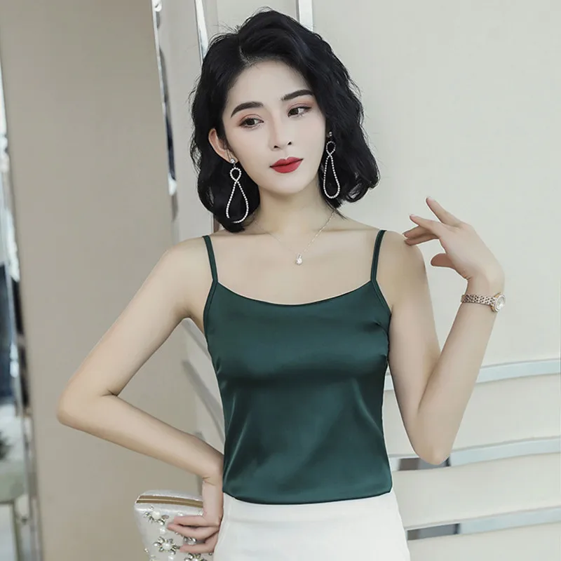 

Женский Шелковый топ с V-образным вырезом, без рукавов