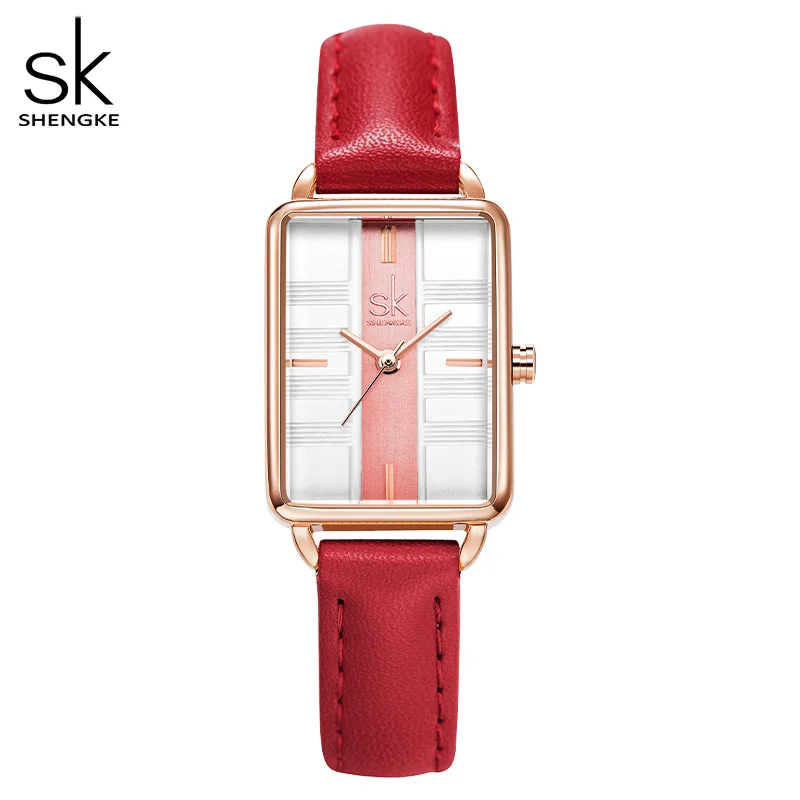 

Shengke New Creative Women Watches Sexy Red Band Rectangle Dial Japanese Quartz Movement Montre Femme Fashion Relogio Feminino