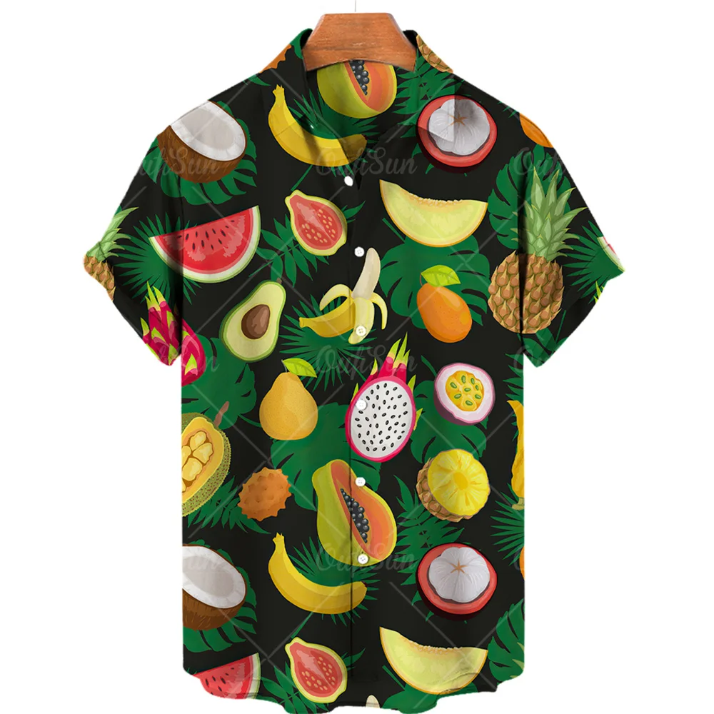

Летняя мужская Повседневная рубашка с цветочным принтом, модная Гавайская пляжная Праздничная уличная одежда с короткими рукавами и цвето...