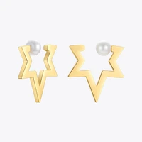 enfashion pearl star ear cuff gold color earrings for women stainless steel fake piercing earings 2021 fashion jewelry e211329