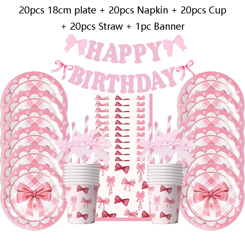 

Одноразовый набор посуды "Розовый бант"