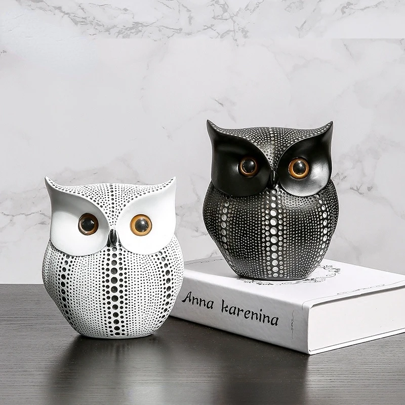 

Resin Owl Figurines Miniatures Nordic Creative Simple Modern Figurines Miniatures Living Room Decoration Maison Home Garden 50