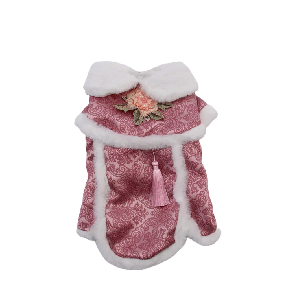 

Pet Clothes Warm Keeping Traditional Chinese Style Pets Clothing with Button Animals Tang Suits Coats Parties Costumes
