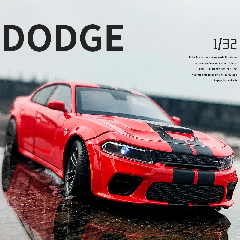 

Модель автомобиля Dodge Charger SRT Hellcat в масштабе 1:32, игрушечная машинка из сплава, автомобиль для мышц, Детская Классическая Металлическая машинка, подарок на день рождения