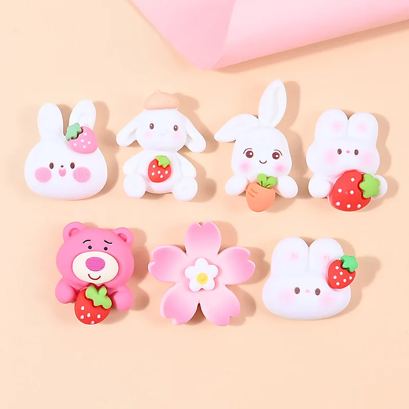 

10pcs Cartoon Kawaii Resin Rabbit Series Crafts Accessories Materials Flatback Cabochon Miniatures Charms Scrapbooking Supplies