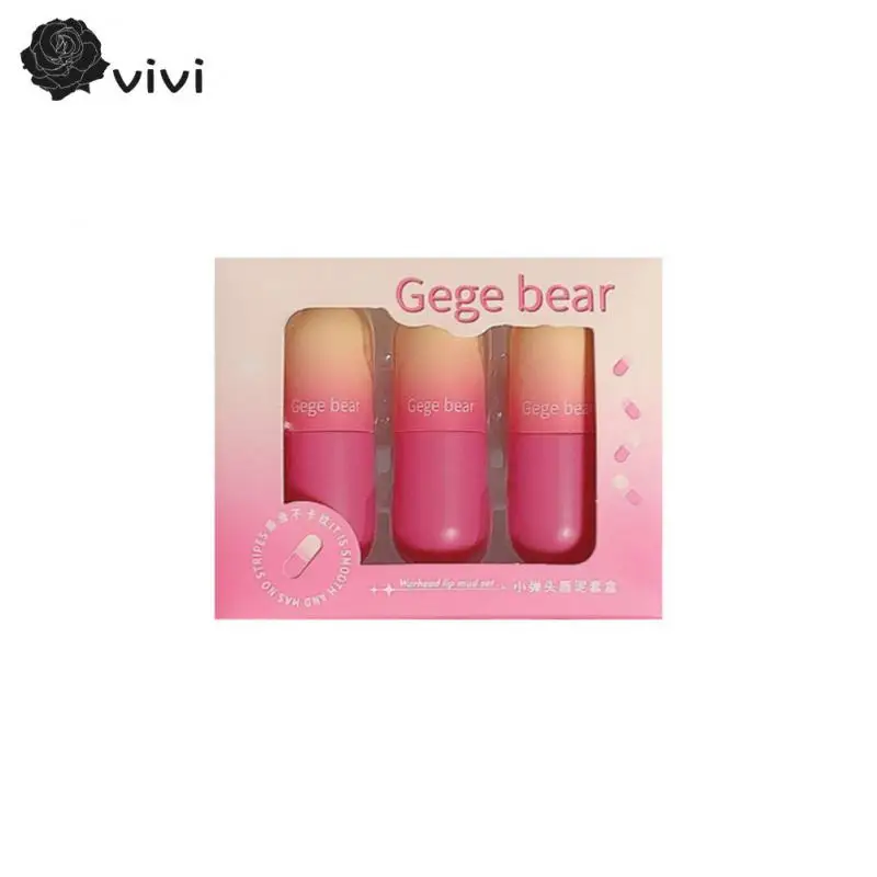 

Набор оттенков для губ блеск для губ 3 цвета не выцветающая глазурь для губ водостойкий стойкий женский макияж косметика бархатный мягкий туманный матовый грязь для губ