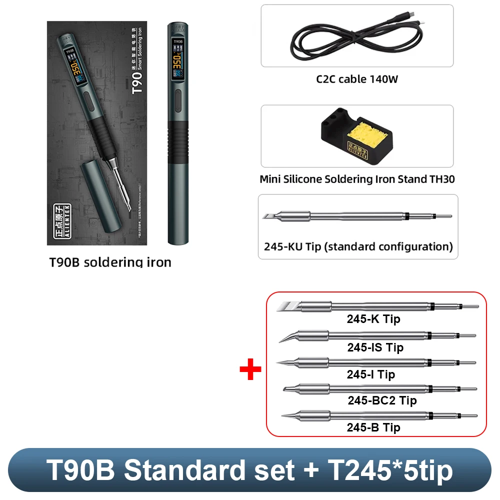 Умный паяльник T90 PD3.1 140 Вт с регулируемой температурой 80–450 ℃   Комплект прецизионного сварочного припоя T245 T210, сварочные инструменты