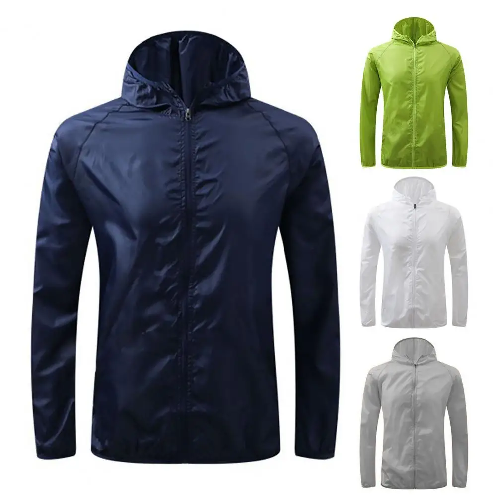 

Great Outdoor Jacket Unisex Smooth Outdoor Jacket Zipper Long Sleeve Thin Men Coat for Going Out