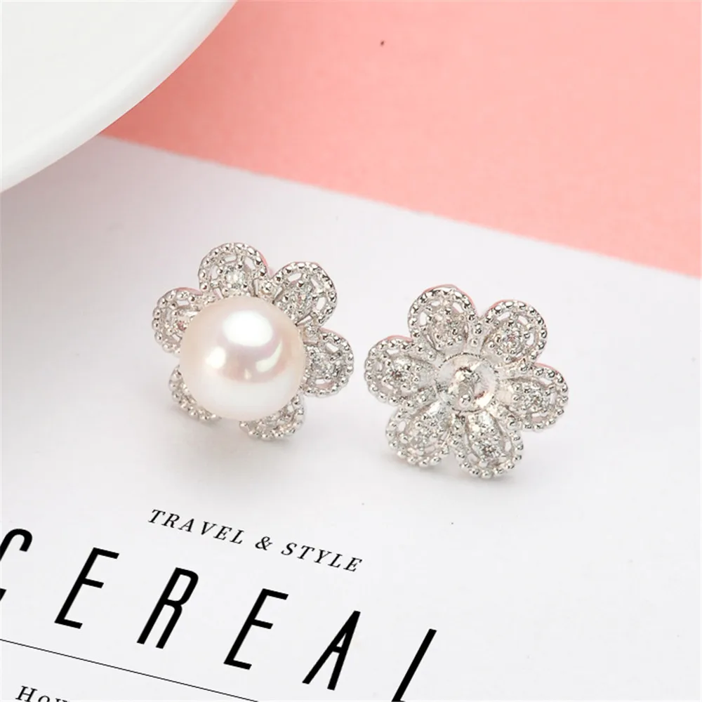 

925 Silver Pearl Beads Stud Earrings Setting Base Diy Jewelry Making Findings&Components