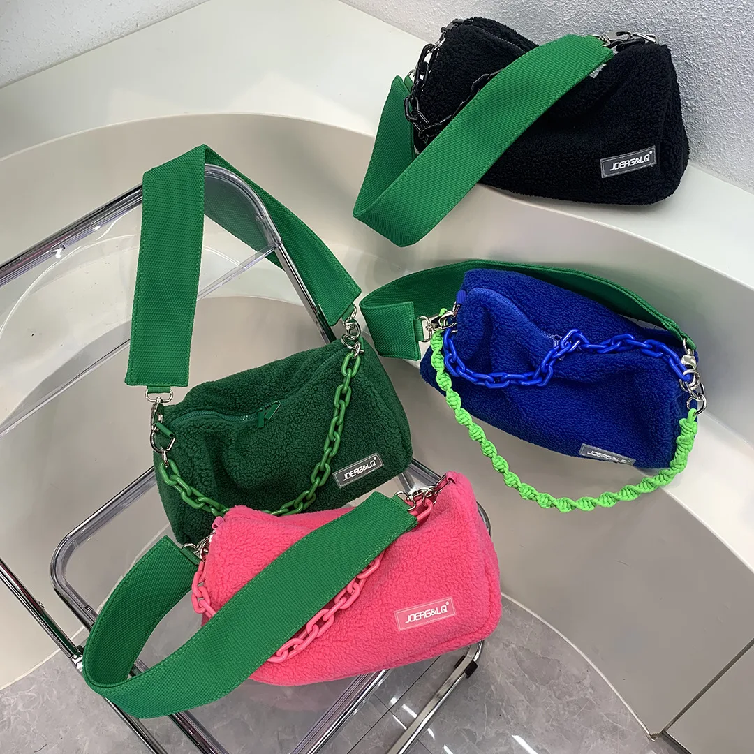 

Японская Сумка-слинг через плечо, сумки через плечо, женская сумка-мессенджер для девушек и женщин, плюшевая портативная осенне-зимняя сумк...