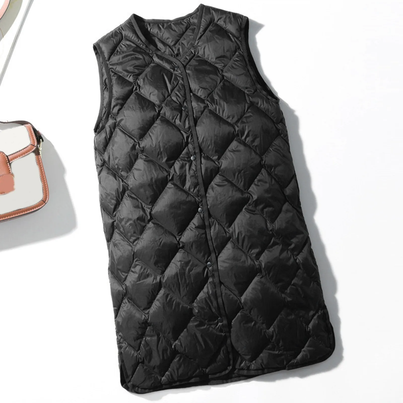 

Женский зимний жилет на пуговицах Attumn, жилет без рукавов с карманами, верхняя одежда, пальто, легкий пуховик для женщин