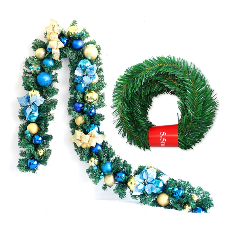 

2.3m Artificial Pine Needle Rattan Green Christmas Garland Tinsel Ribbon for Home Christmas Party Decoration Xmas Tree Ornaments