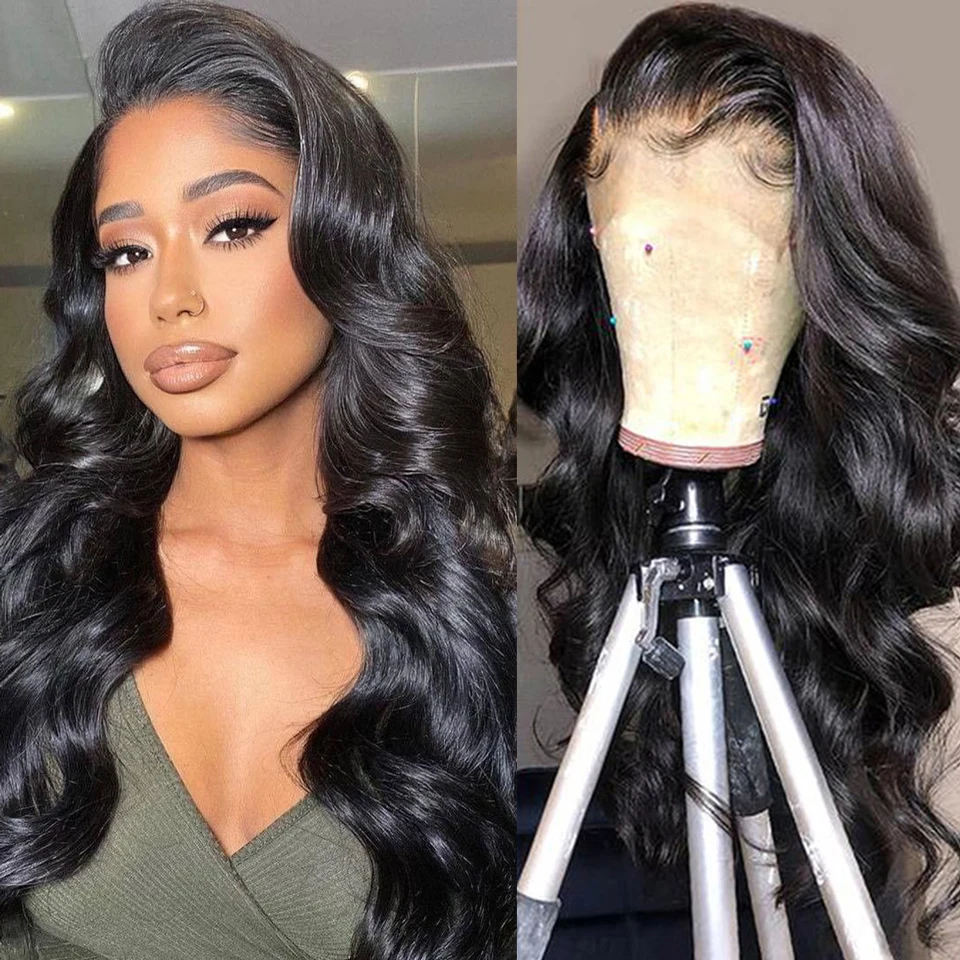 

Прозрачные 13x 4 человеческие волосы на кружеве, парики из клюквенных волос Remy, бразильские волнистые волосы, кружевные передние парики для ж...