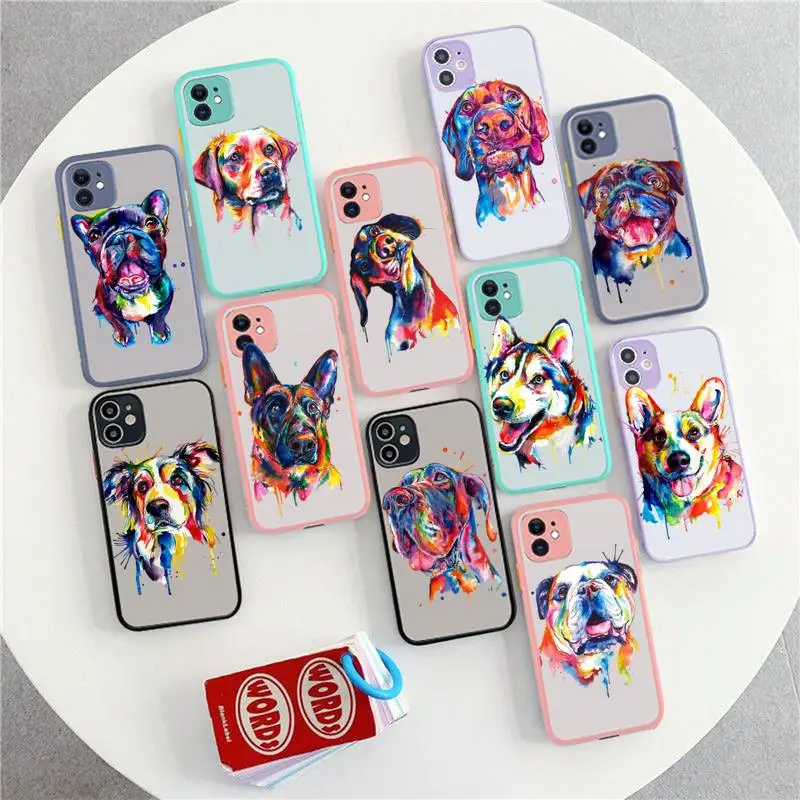 

English Bulldog Terrier plash cute dog Phone Case for iPhone X XR XS 7 8 Plus 11 12 13 pro MAX 13mini Matte Funda Case