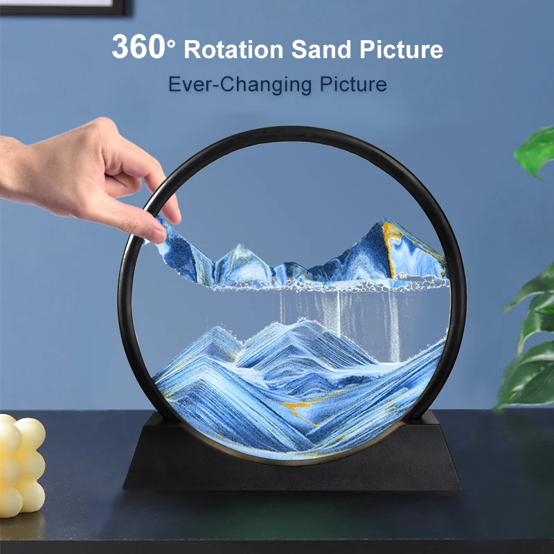 

Creative 3D Glass Sandscape in Motion Hourglass Moving Sand Frame Art Picture Display Flowing Gift Home Decor 7/12inch Dropship