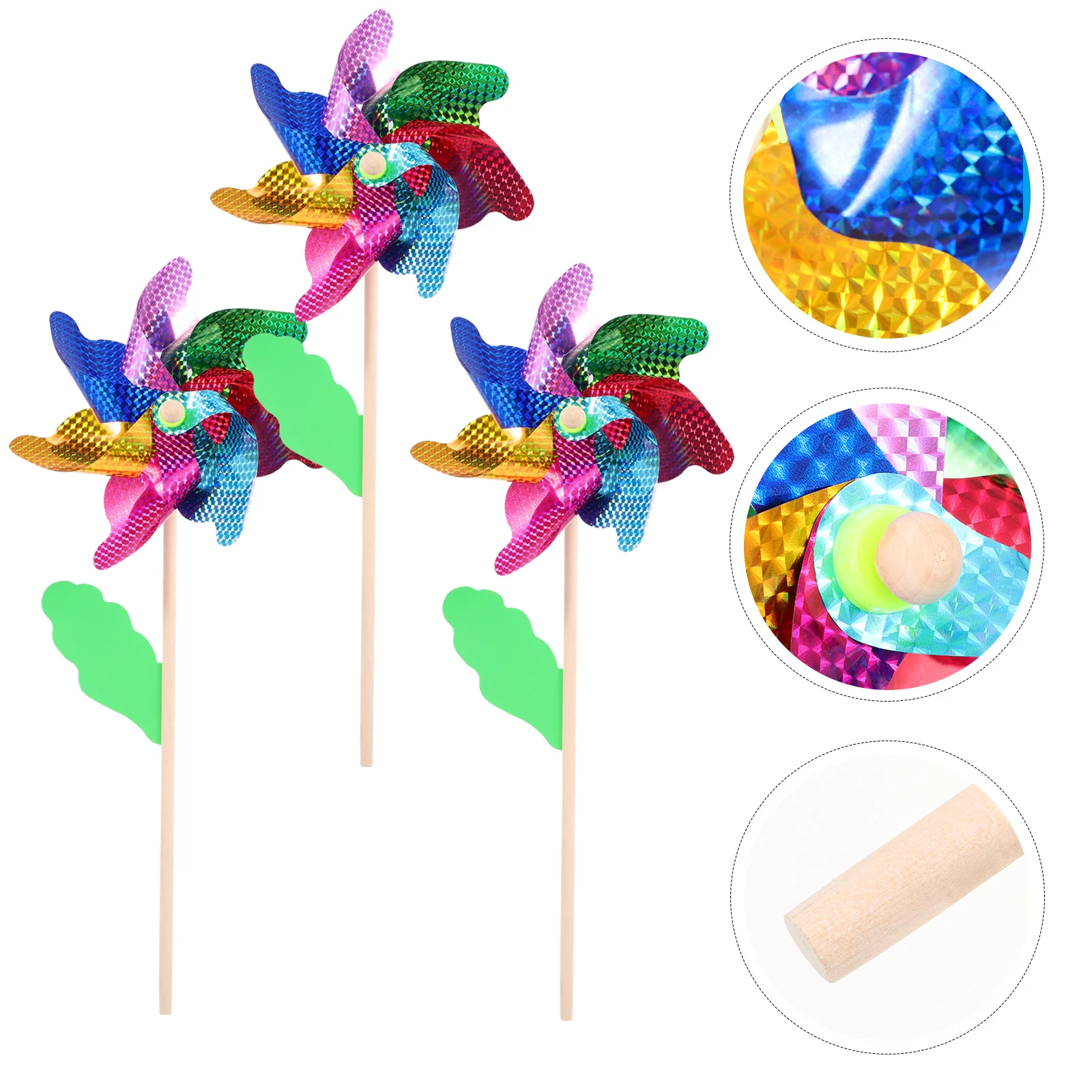 

3pcs Rotatory Windmill Ornament Ground Inserted Windmill Plastic Windmill Toys