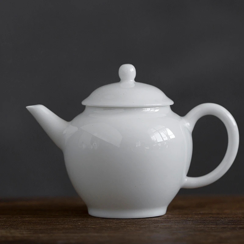 

Small White Porcelain Teapot Household Jade Porcelain Small Teapot Personality Japanese-style Ceramic Single Pot Kung Fu Tea Set
