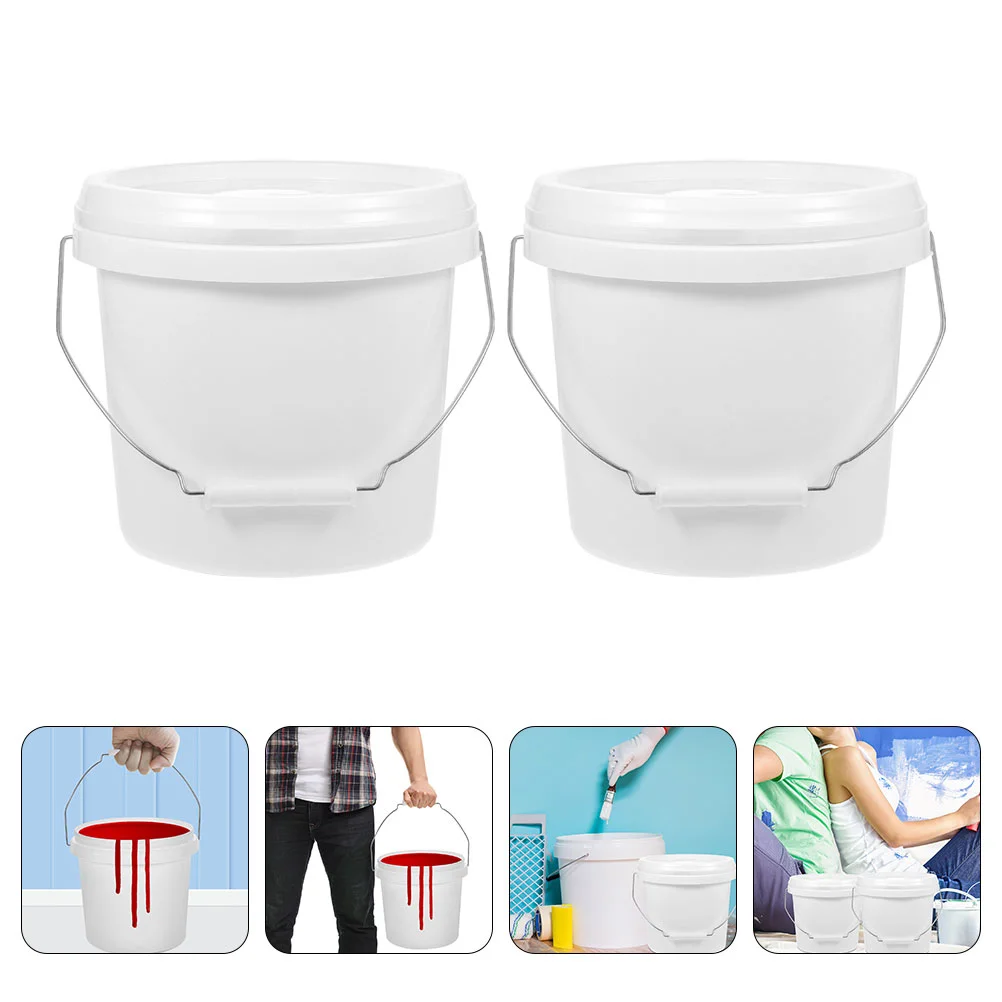 

2pcs Painting Bucket 4L Bucket With Lid Round Bucket Color Mixing Bucket Bucket