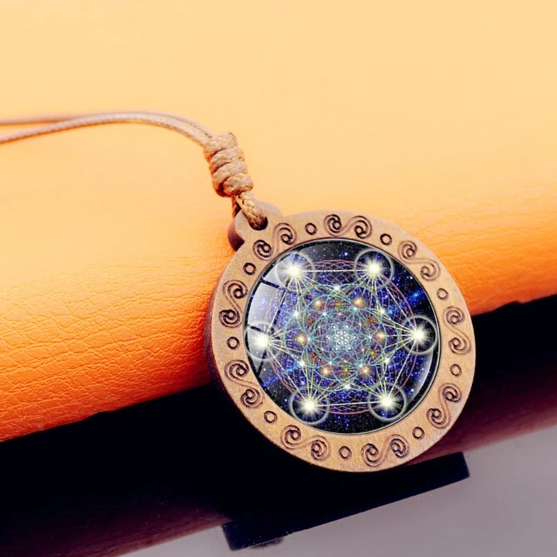 Деревянный кулон с гексаграммой ожерелье сакральная геометрия амулет Шри Янтра