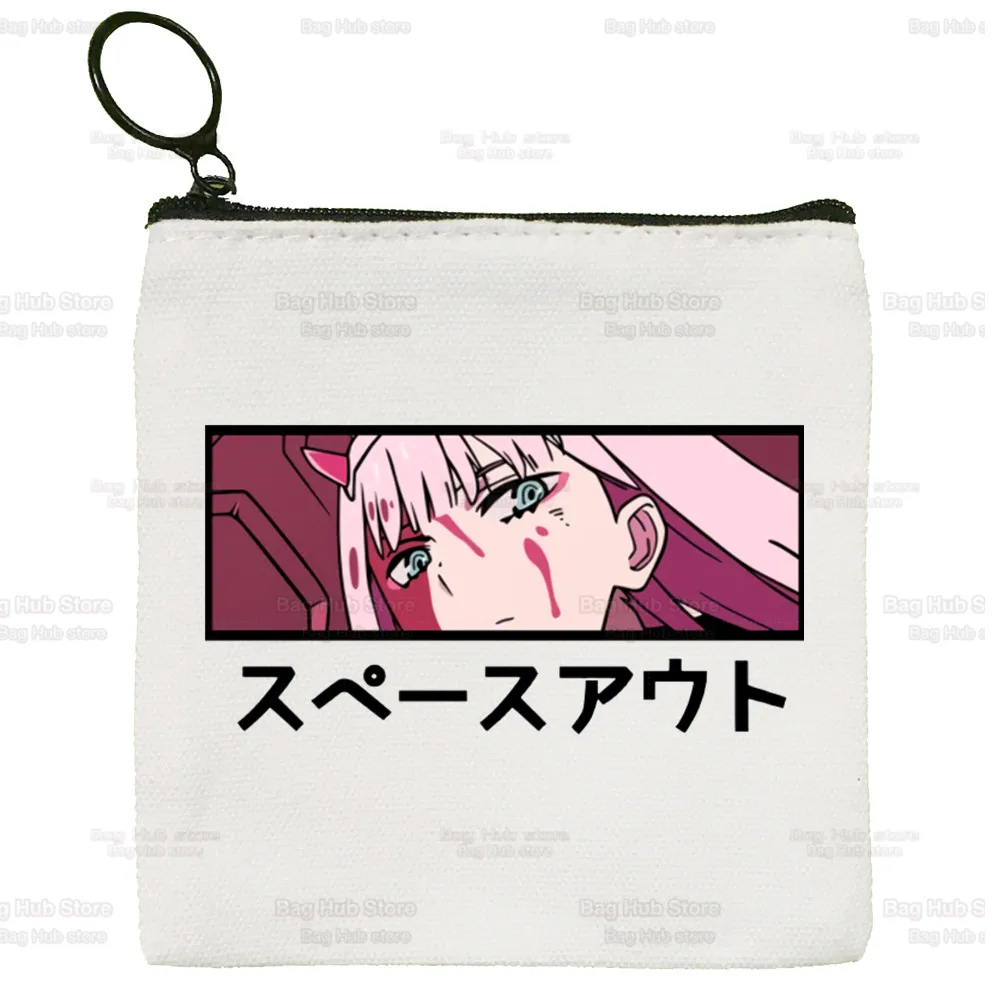 Darling In The Franxx Anime Canvas Coin Purse Custom Coin Purse Illustration ZERO TWO Key Case Simple Small Cloth Bag Creative