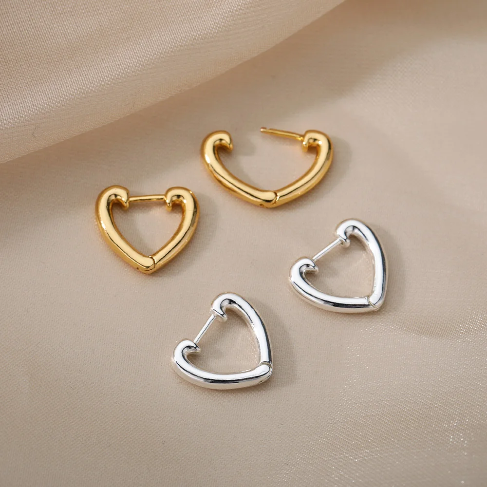 

Stainless Steel Heart Hoop Earrings For Women Gold Color Female Small Earring Fashion Wedding Ear Jewelry Brincos Birthday Gift