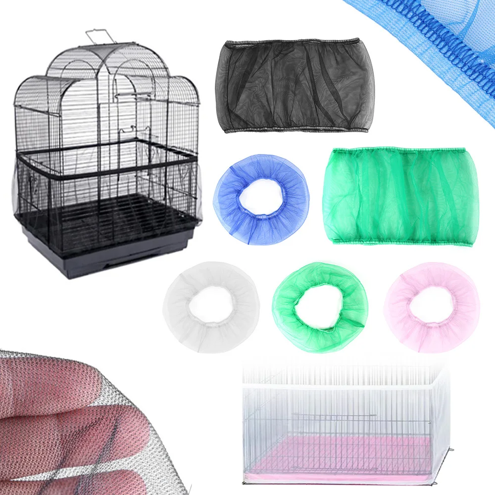 

Bird Cage Cover Parrot Net Nylon Cages Covers Seed Catcher Mesh Soft Easy Cleaning Airy Fabric Mesh Birds Guard Pet Supplies