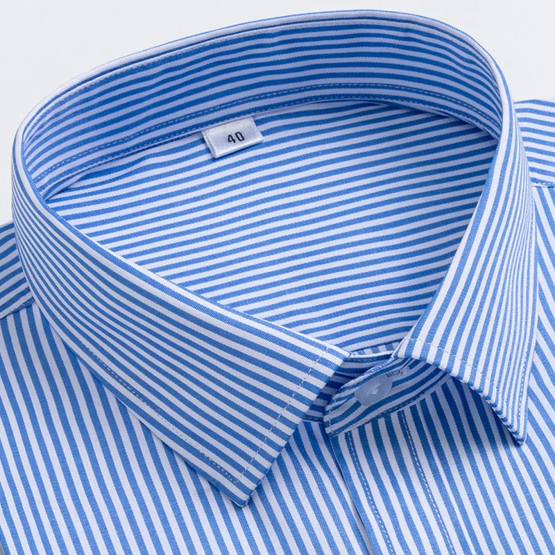 Shirt men's long-sleeved striped plaid men's clothing can be embroidered loose loose version of non-iron mens shirt men clothing