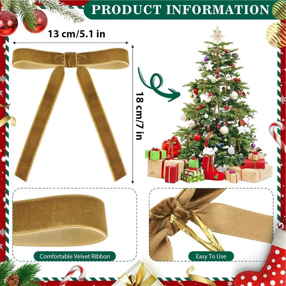 

12 шт. красные бархатные елочные банты, рождественские ленты, банты, многофункциональные рождественские украшения, венки, подарочная упаковка, поделки своими руками