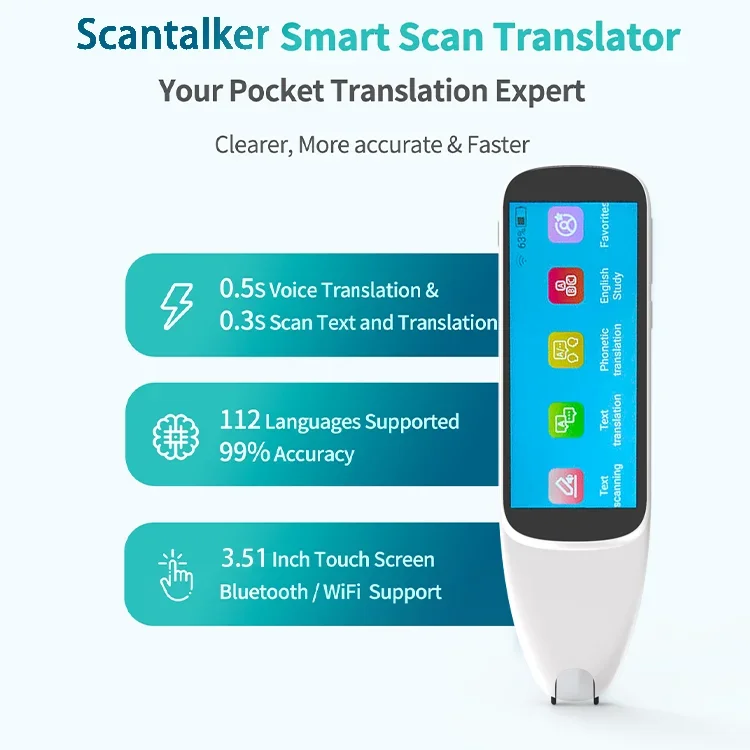 Фото Scantalker 3,51-дюймовый сенсорный экран 4g Wi-Fi Студенты Обучающая машина Язык Глобальный голосовой переводчик №2