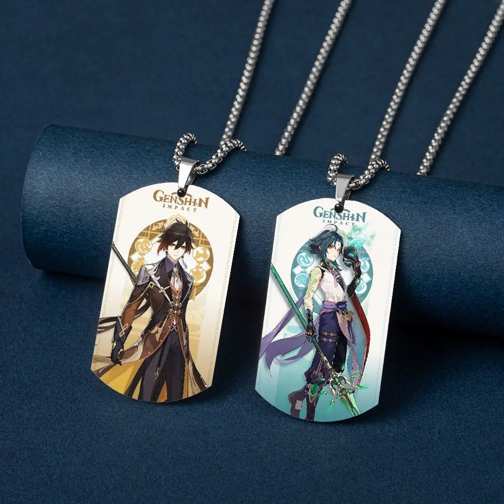 

2023 New Genshin Impact Necklace for Teen Punk Cute Anime Cartoon Cosplay Titanium Steel Necklace Kids Jewelry Accessories Gifts