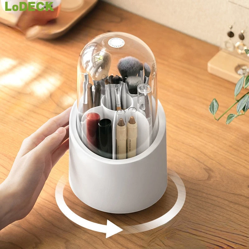 

LoDECK 2022 New Cosmetic Organizer Box Transparent Rotating Makeup Brush Case Holder Lipstick Holder Eyebrow Pencil Storage Tube