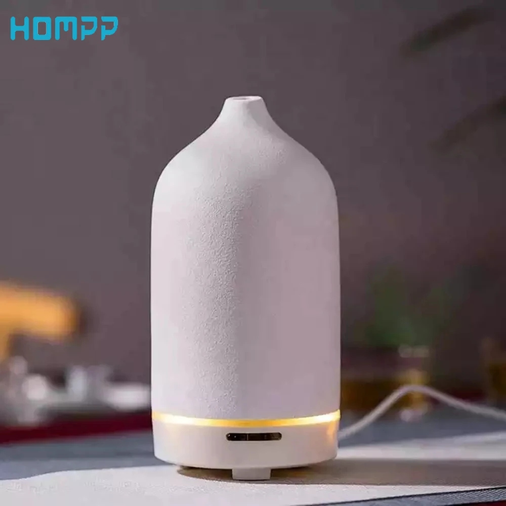 100ML Ceramic Air Humidifier Handmade Frosted Ultrasonic Essential Oil Aromatherapy Diffuser Nano Atomized for Bedroom Baby Home