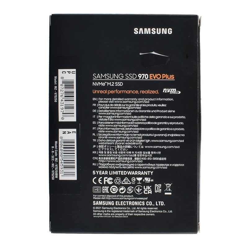 Внутренний твердотельный накопитель SAMSUNG 970 EVO Plus SSD MLC NVMe M.2 2280 PCIe 3,0x4 250 ГБ 500 ГБ (art.: 3920c8cebe74a) - 3920c8cebe74a