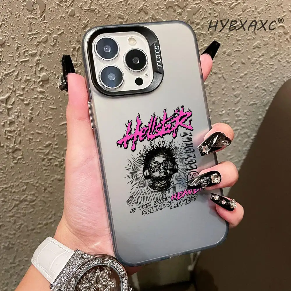 Фото Чехол для телефона H-HellstarS Fashion Logo для iPhone 17 16 15 14 13 12 11 Max, черный, фиолетовый, матовый, лазерный, металлический, с эффектом Авроры, Funda HYBXAXC №1
