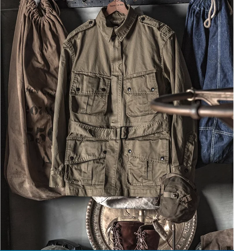 Осенне-зимняя Полевая куртка парашютного штурмовика мужская цвета хаки из